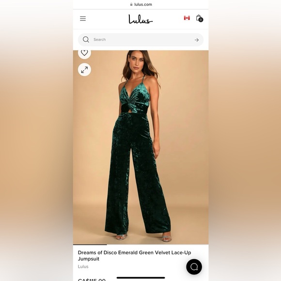NWT Lulus green velvet jumpsuit - Picture 4 of 6